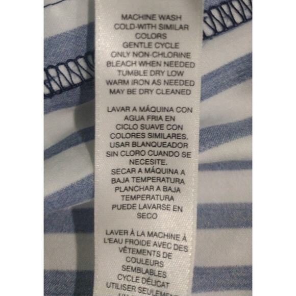 Chico's Striped Zip and Snap 3/4 Length Tab Sleeve Jacket, Navy/Wht, Sz 1 (8) - Picture 10 of 12